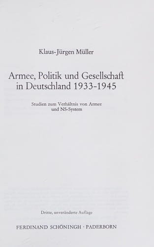 Armée, Politik und Gesellschaft in Deutschland 1933-1945