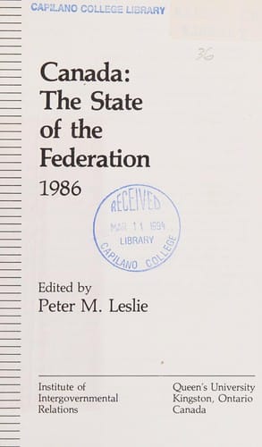 Canada, the state of the federation, 1986