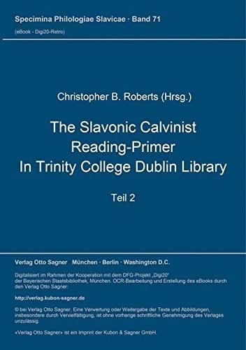 The slavonic Calvinist reading-primer in Trinity College Dublin Library
