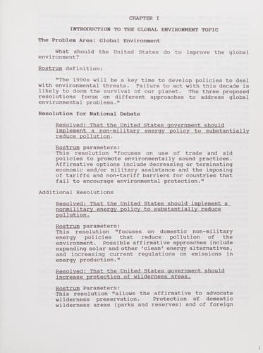 Improving the global environment