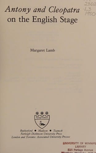 Antony and Cleopatra on the English stage