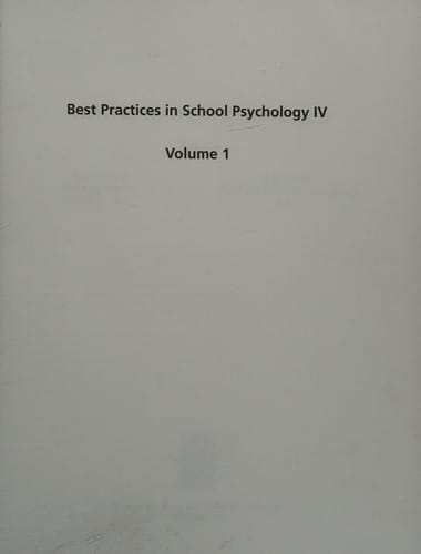 Best practices in school psychology, IV