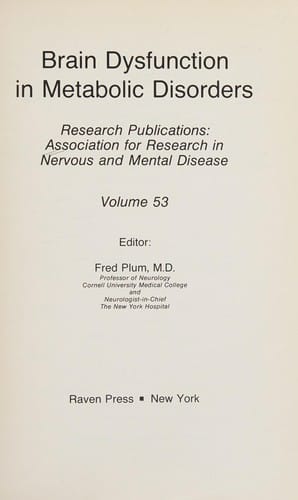 Brain dysfunction in metabolic disorders