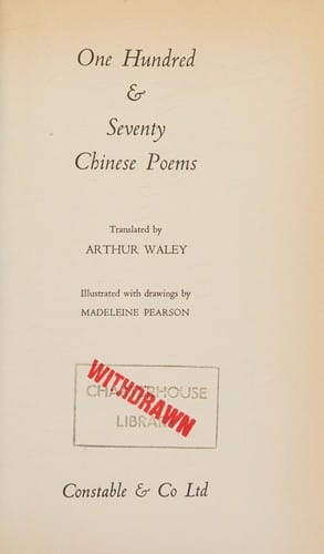 One hundred &seventy Chinese poems