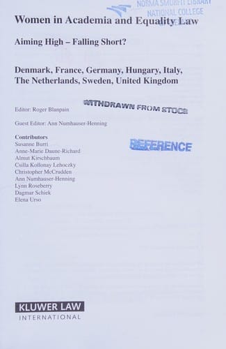 Women in academia and equality law