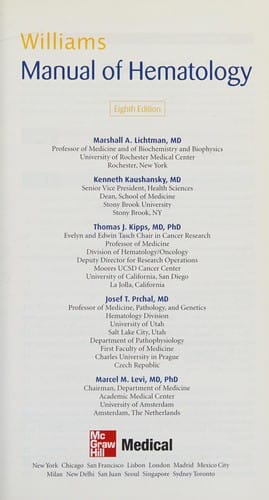 Williams manual of hematology