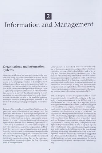 Information for effective management decision-making in the NHS