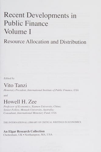 Recent developments in public finance