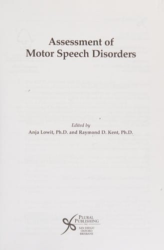 Assessment of motor speech disorders
