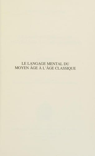 Le langage mental du moyen âge à l'âge classique