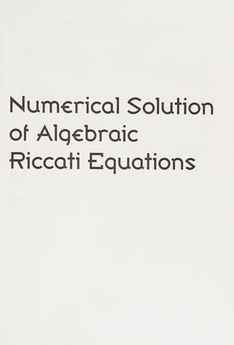 Numerical solution of algebraic Riccati equations