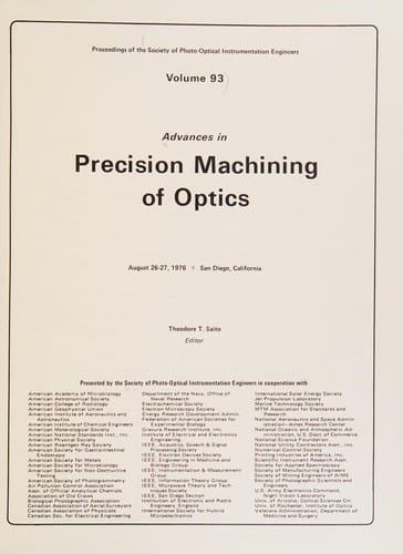 Advances in precision machining of optics