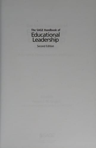 The SAGE handbook of educational leadership