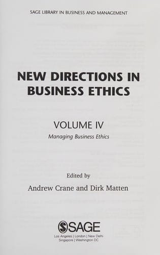 New directions in business ethics