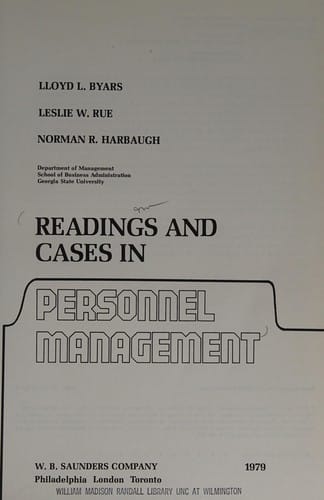 Readings and cases in personnel management