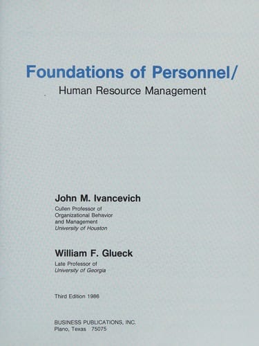 Foundations of personnel/human resource management