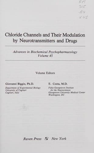 Chloride channels and their modulation by neurotransmitters and drugs