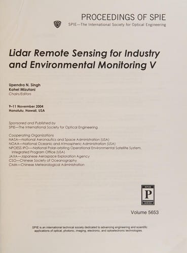 Lidar remote sensing for industry and environmental monitoring V