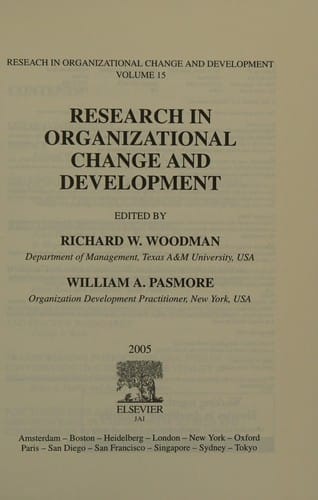 Research in organizational change and development
