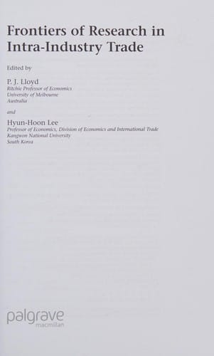 Frontiers of research in intra-industry trade