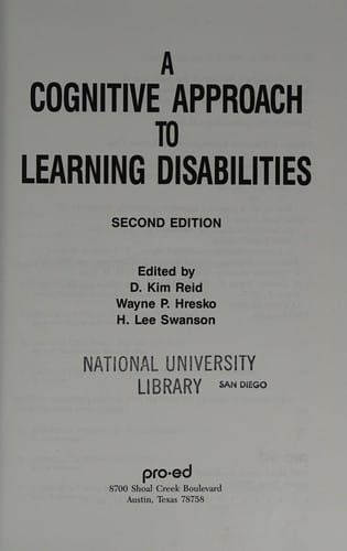 A cognitive approach to learning disabilities