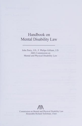 Handbook On Mental Disability Law