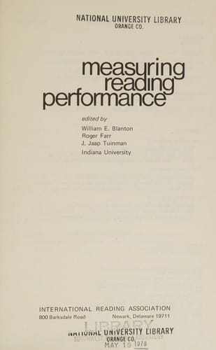 Measuring Reading Performance