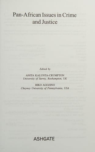 PAN-AFRICAN ISSUES IN CRIME AND JUSTICE; ED. BY ANITA KALUNTA-CRUMPTON