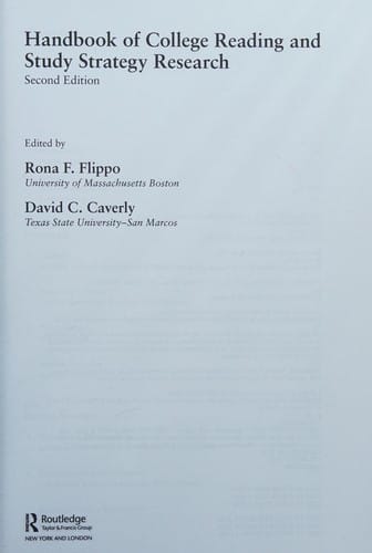 Handbook of college reading and study strategy research