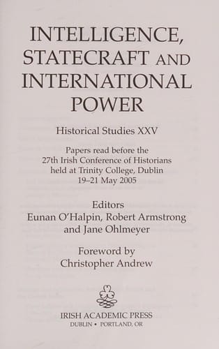 Intelligence, statecraft and international power