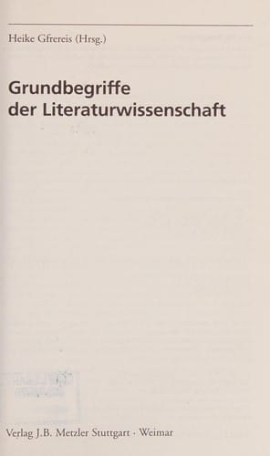 Grundbegriffe der Literaturwissenschaft