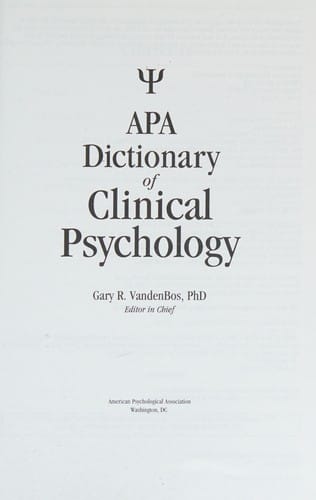 APA dictionary of clinical psychology