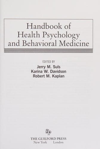 Handbook of health psychology and behavioral medicine