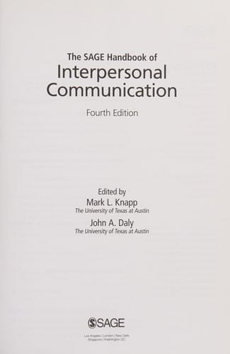 The Sage handbook of interpersonal communication