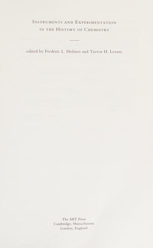 Instruments and experimentation in the history of chemistry