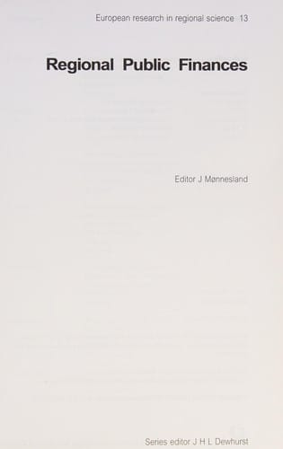 REGIONAL PUBLIC FINANCES; ED. BY J. MONNESLAND
