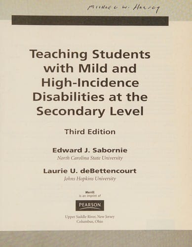 Teaching Students with Mild and High Incidence Disabilities at the Secondary Level