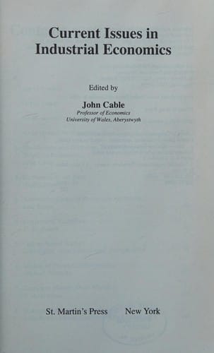 Current issues in industrial economics