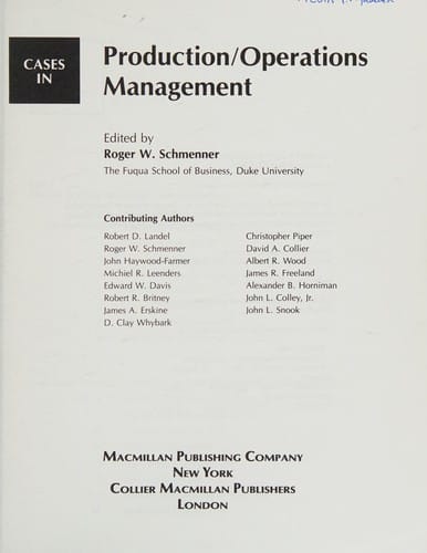 Cases in production/operations management