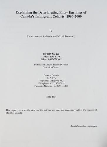Explaining the deteriorating entry earnings of Canada's immigrant cohorts, 1966-2000
