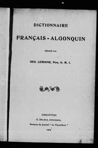 Dictionnaire français-algonquin