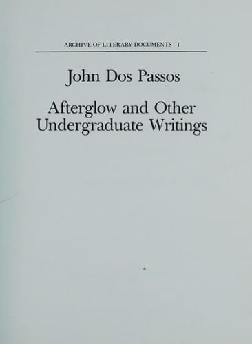 Afterglow and other undergraduate writings