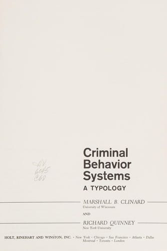 Criminal behavior systems