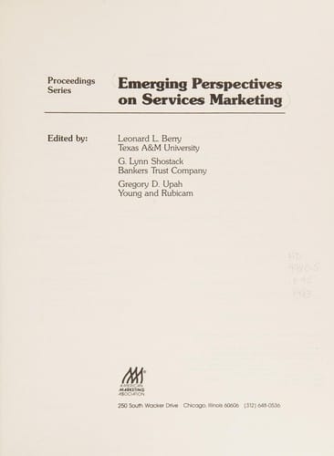 Emerging perspectives on services marketing