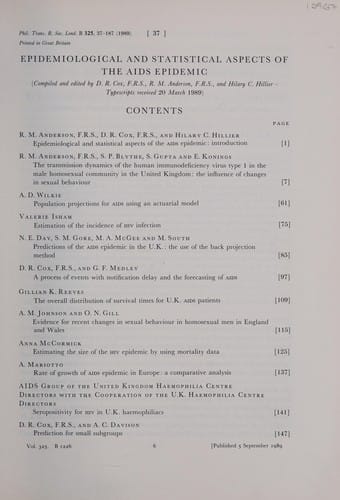 Epidemiological and statistical aspects of the AIDS epidemic