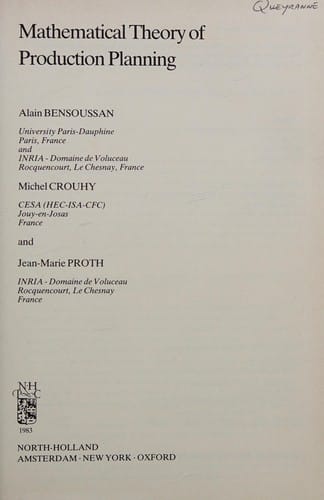 Mathematical theory of production planning