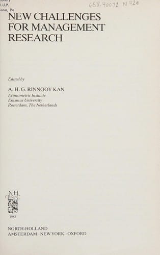 New challenges for management research