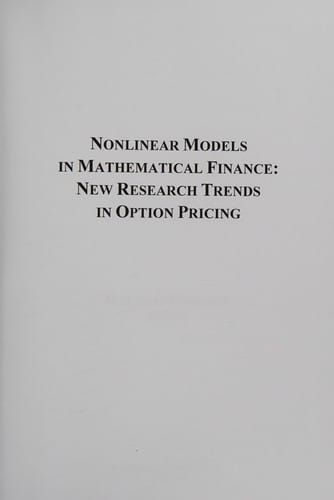 Nonlinear models in mathematical finance