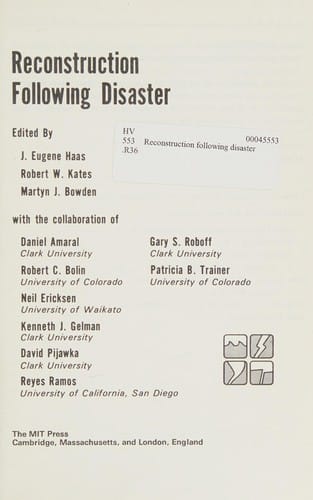 Reconstruction following disaster