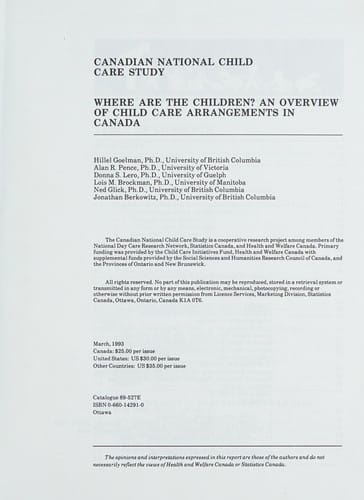 Canadian National Child Care Study